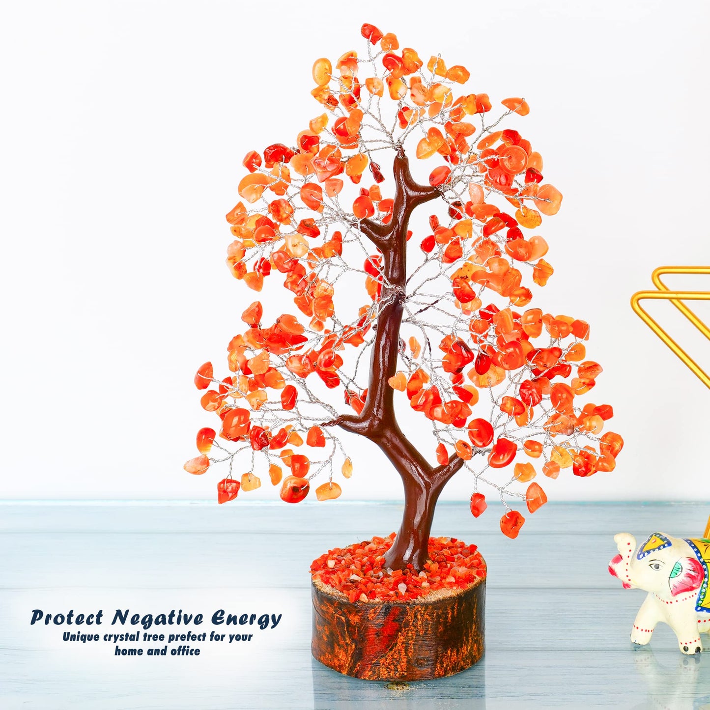Carnelian - Crystal Tree - Gemstone - Crystal Bonsai Tree - Feng Shui - Money Crystal Stone - Crystal Tree of Life Decor - Crystal Gift - Spiritual Decor - Rock Tree - Chakra Stone