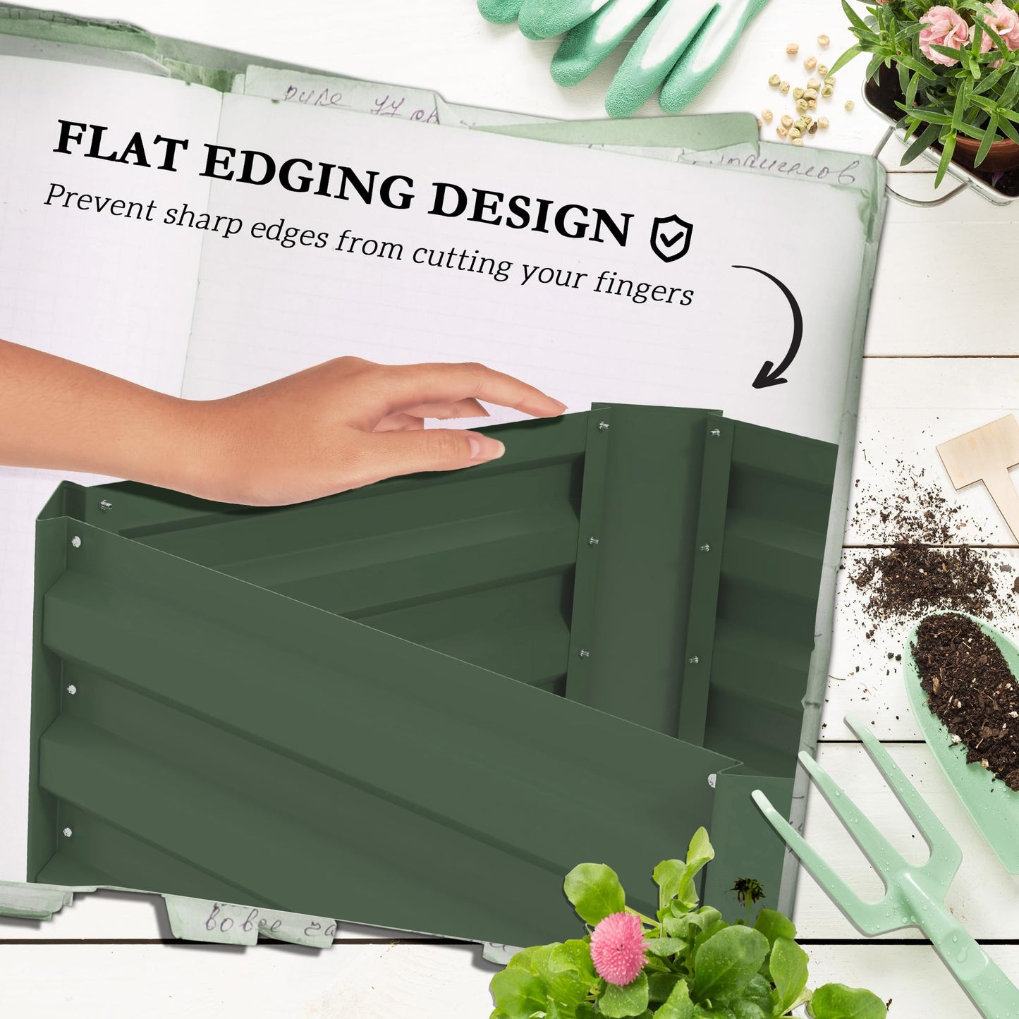 Outsunny Galvanized Raised Garden Bed, 55" Tall Outdoor Planter Box with Trellis Tomato Cage and Open Bottom for Climbing Vines, Vegetables, Flowers in Backyard, Garden, Patio, Green