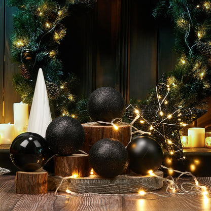 Emopeak 20 LED Christmas Tree Topper, 8 x10 Inch Black Indoor Iron Art Star Treetop Light, Two Modes (Keep Light ON/Flash) Black