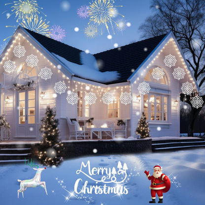 Brightown Christmas Snowflake Icicle Lights Outdoor - Plug-in 10.5ft 5 Drops 240LED Snowflake Window Light with 8 Modes, Hanging Lights for Indoor Outdoor Porch Eaves Rooftops Pergola Christmas Decor