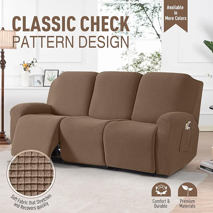 TAOCOCO Recliner Sofa Covers 8-Pieces Stretch Large Couch Covers