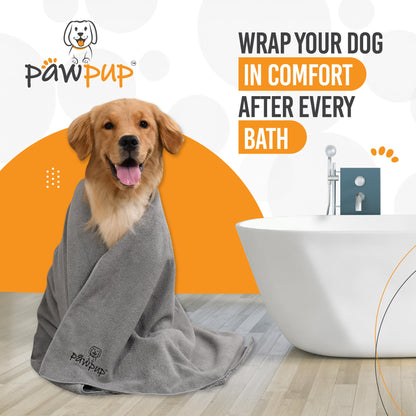 PAWPUP Dog Towel Super Absorbent 100x60cm Set of 2 Microfibre Pet Towel for Dogs Cats and other Pets (Brown and Grey)