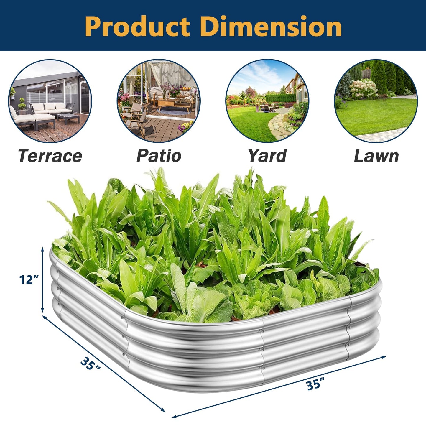 RAYKEEP Raised Garden Bed Kit Outdoor, 2pcs 3x3x1FT Galvanized Oval Planter Box, Large Metal Garden Boxes for Planting Vegetables, Fruits, Flowers