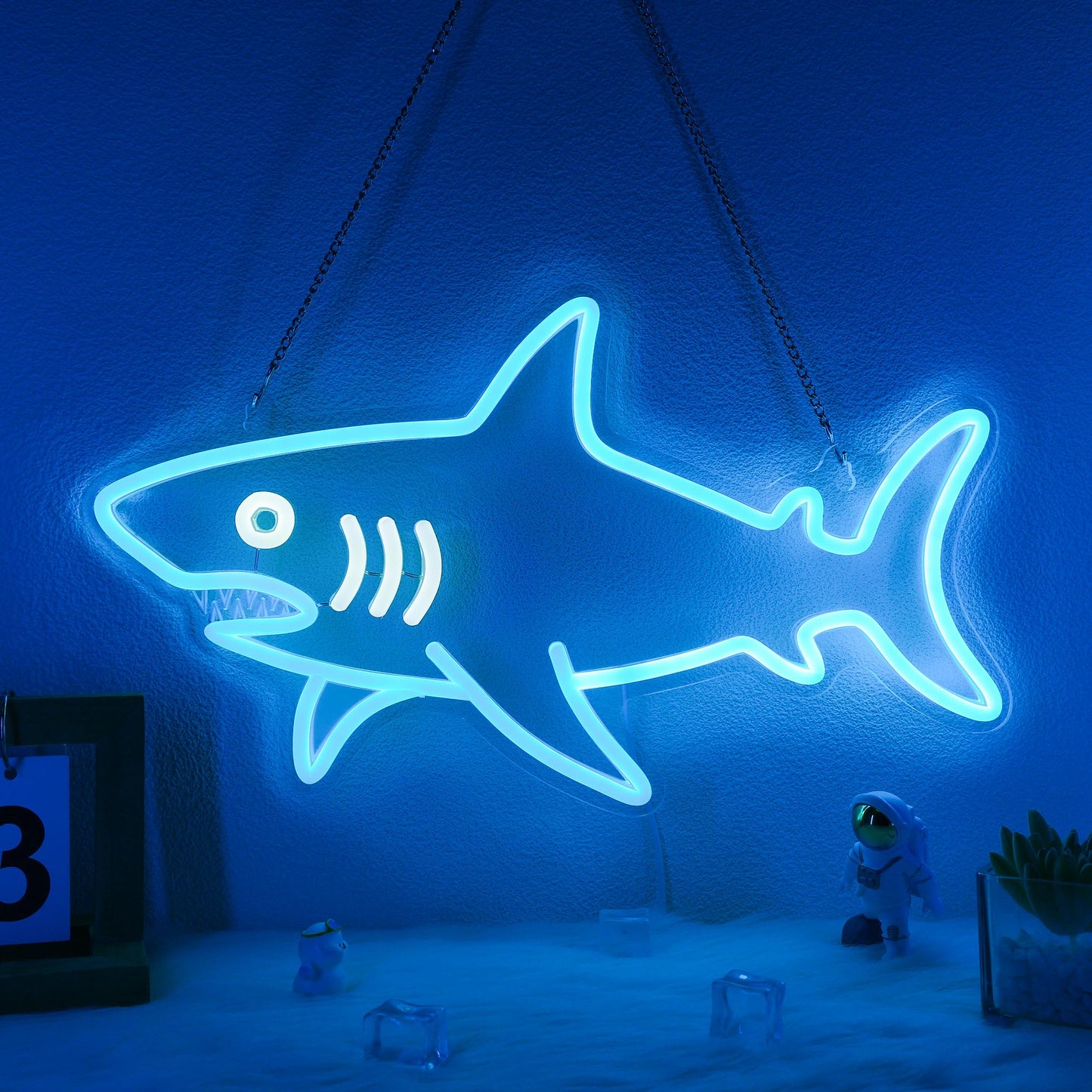 CoolGift Mart Shark Neon Sign, Dimmable LED Shark Light Animal Wall Decor, Christmas Gift White Elephant Gifts for Boys Men, Bedroom Living Room Man Cave Home Decoration With USB Powered