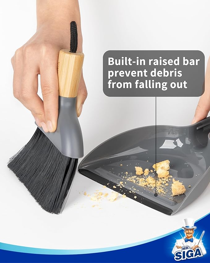 MR.SIGA Mini Dustpan and Brush Set, Portable Cleaning Brush and Dustpan Combo