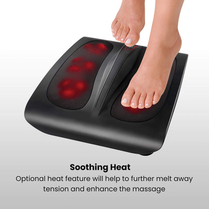 HoMedics, Triple Action Shiatsu Foot Massager with Heat | Deep-Kneading Rotating Heads & Soothing Heat | Large Design, Breathable Fabric & Toe Controls, Black