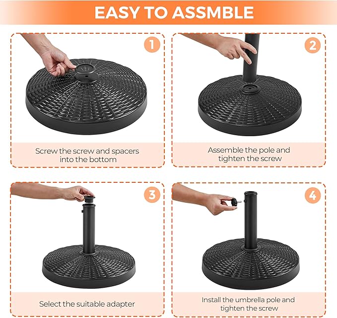 Yaheetech 31lbs Umbrella Base, Heavy Duty Patio Umbrella Base Stand, Round Resin Umbrella Base Stand, Outdoor Market Umbrella Base for Garden, Backyard, Beach