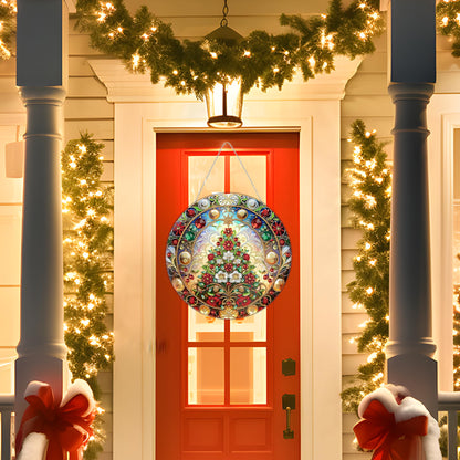 Diamond Art Hanging Kit for Adult,Special Shaped Rhinestone,DIY Acrylic Diamond Art Painting Window Pendants Home Garden Wall Hanging Kits Hanging Ornament,Double Sided. (Christmas Trees-1)