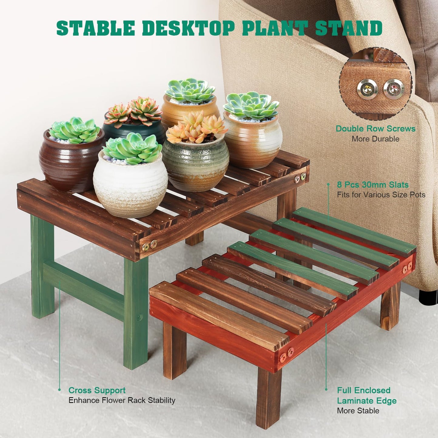 COOGOU 3 Tiered Small Plant Stands Shelf Indoor Outdoor,Wood Flower Pot Stand Holders Rack,Freestanding Corner Ladder Shelves for Plants Succulent Cactus,on Patio,Desktop,Window