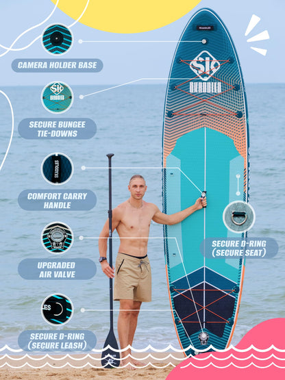 SKADDLES 11’6 × 35" Inflatable SUP–Super Wide, Stable Stand Up Paddle Board for Adults, Youth, Family & Pets, High Weight Capacity, Non-Slip EVA Deck, Premium Accessories (FLASHLINE · Strike Scale)