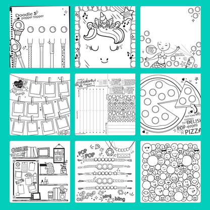 Just My Style Pop & Color Sketchbook, Creative Fidget Sketchbook and Pen Set, Great Weekend Activity, Includes Cute Puffy Stickers & Mindfulness Activity Book for Kids Ages 6, 7, 8, 9