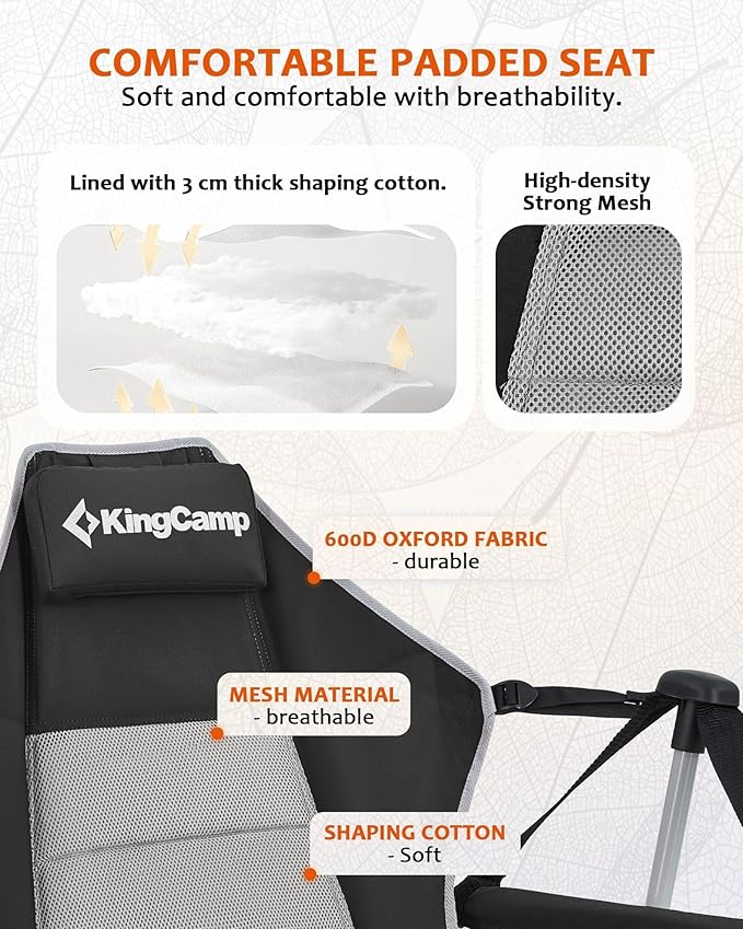 KingCamp Hammock Chair with Footrest – Heavy Duty Swinging Rocking Camping Chairs for Adults up to 400lbs, Folding Portable Oversized Rocker with Cup Holder & Pillow for Outdoor Beach Lawn RV Sports