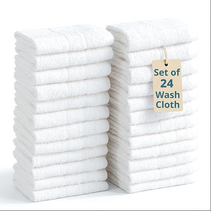 Casa Platino White Washcloths 24 Pack