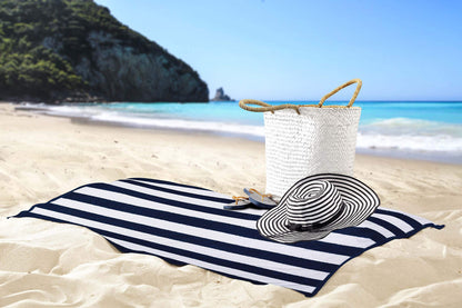 Utopia Towels Cabana Stripe Beach Towels (76 x 152 cm) - 100% Ring Spun Cotton Large Pool Towels, Soft and Quick Dry Swim Towels (Pack of 4) (Red, Navy, Grey, Plum)