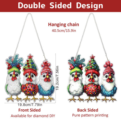 Genius maker Christmas Diamond Art Hanging Kits for Adults, Chicken Diamond Painting Pendant Kits, DIY Acrylic 5D Special Shaped Crystal Diamonds Gem Art Painting Ornament for Home Wall Decor Gift