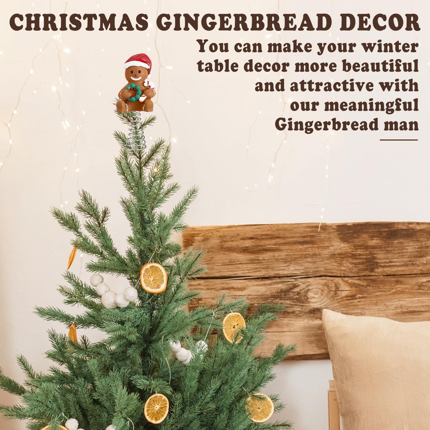 Namalu Mini Christmas Tree Topper Small Gingerbread Man Treetop for Christmas Tree 4 Inch Gingerbread Ornaments Decorative for Home Xmas Wine Bottle Wedding Bridal Shower Holiday Party Decorations