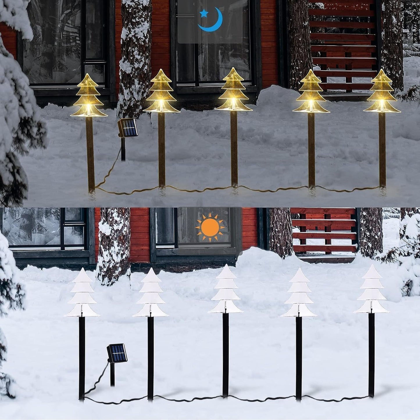 ILLUMINEW Outdoor Christmas Decorations, Solar Christmas Pathway Lights, Set of 5 Waterproof Landscape LED Lights for Yard Lawn Patio Walkway Decor