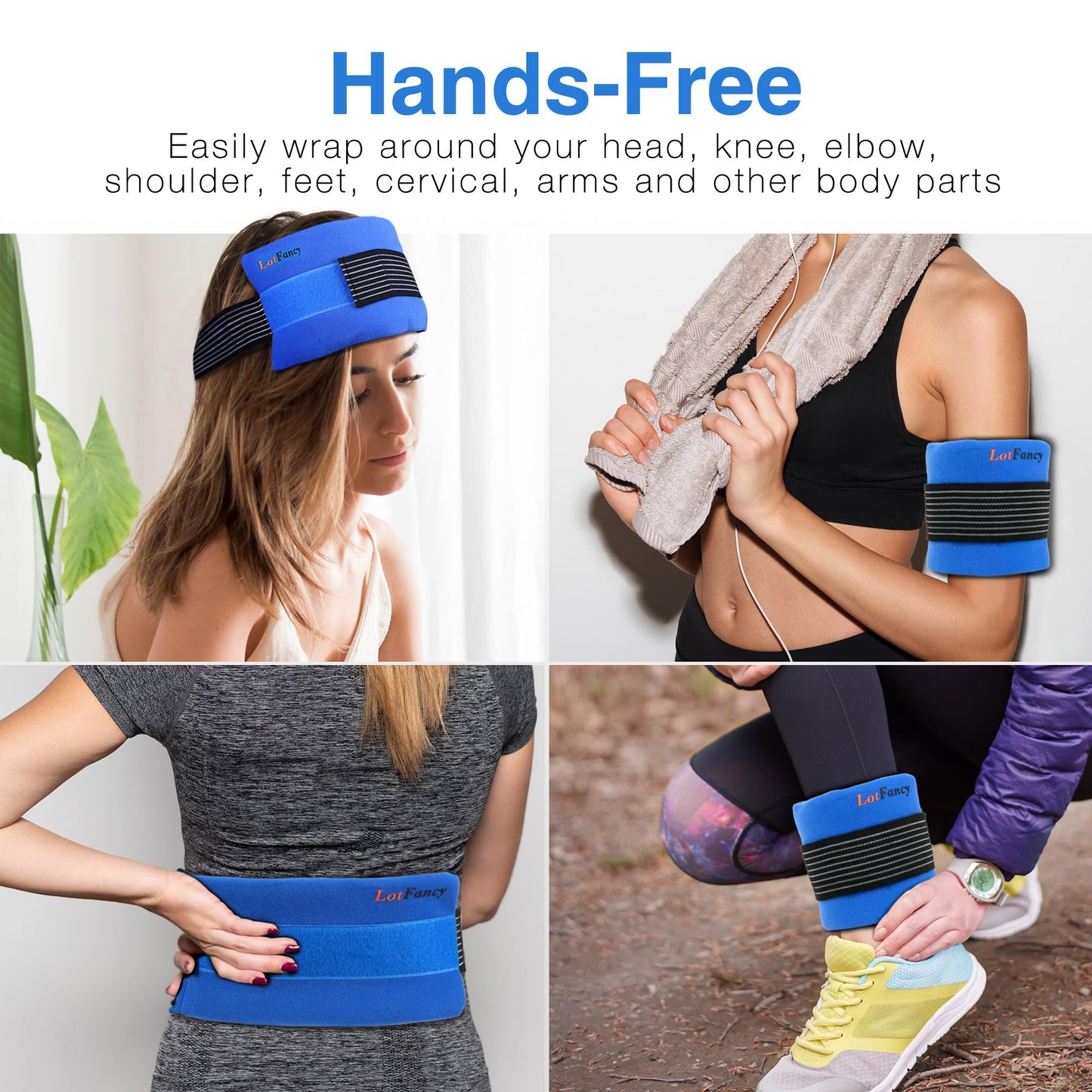 LotFancy Ice Packs for Injuries Reusable, 2 Gel Packs Wrap for Knee Head Neck Ankle Wrist Elbow Foot Legs Back Joint Pain Relief, Hot Cold Therapy for Surgery Recovery, First Aid