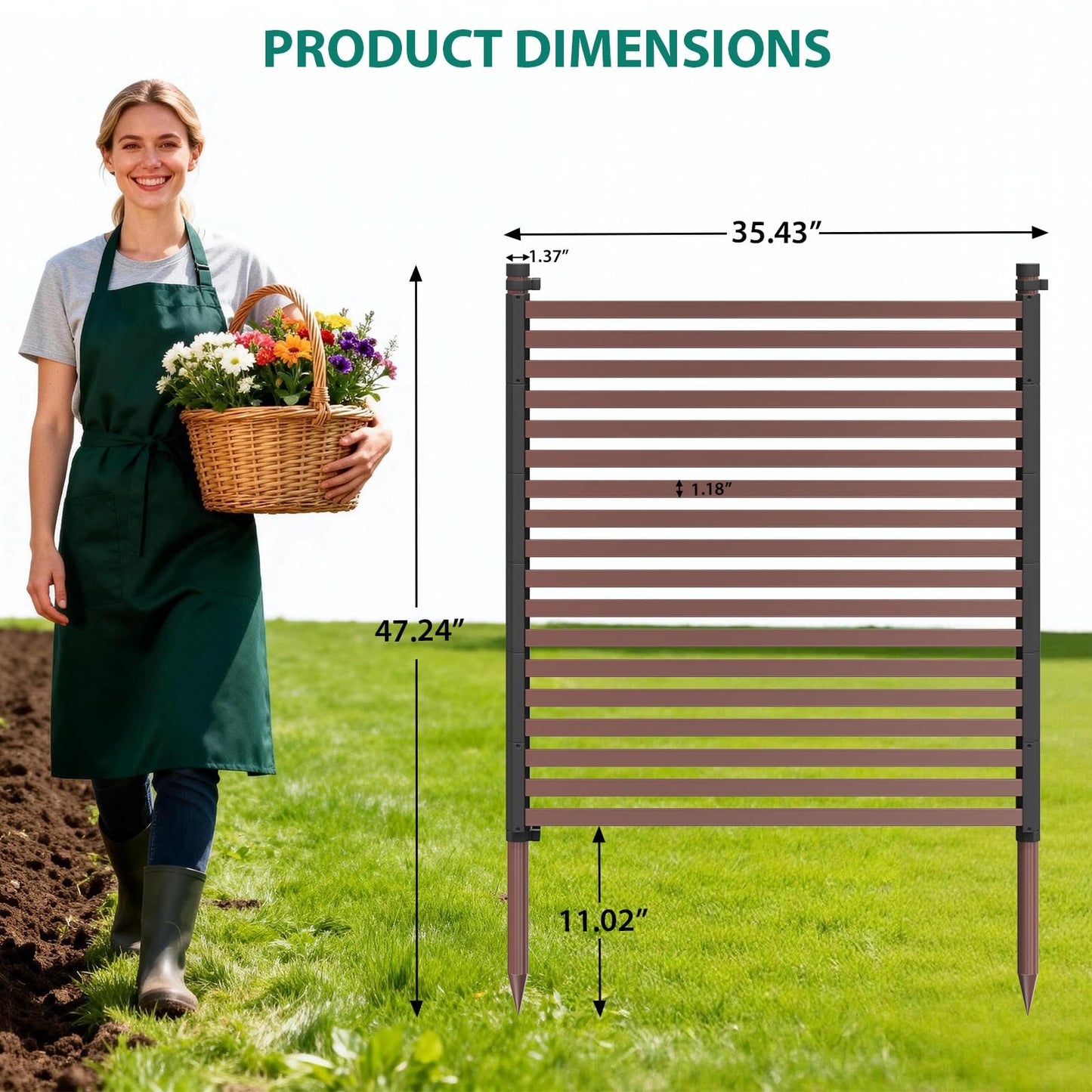 3 Pack Privacy Fence Panels for Outside, 48" h x 106" w No-Dig Metal Garden Fencing, Rustproof Decorative Panels for AC Cover, Pool & Trash Can Enclosures, Yard & Flower Bed Border, Easy Install