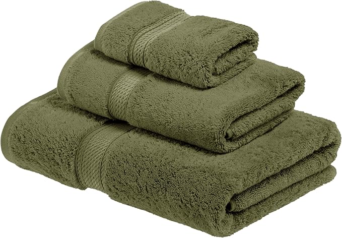 SUPERIOR Egyptian Cotton Pile 3 Piece Towel Set, Includes 1 Bath, 1 Hand