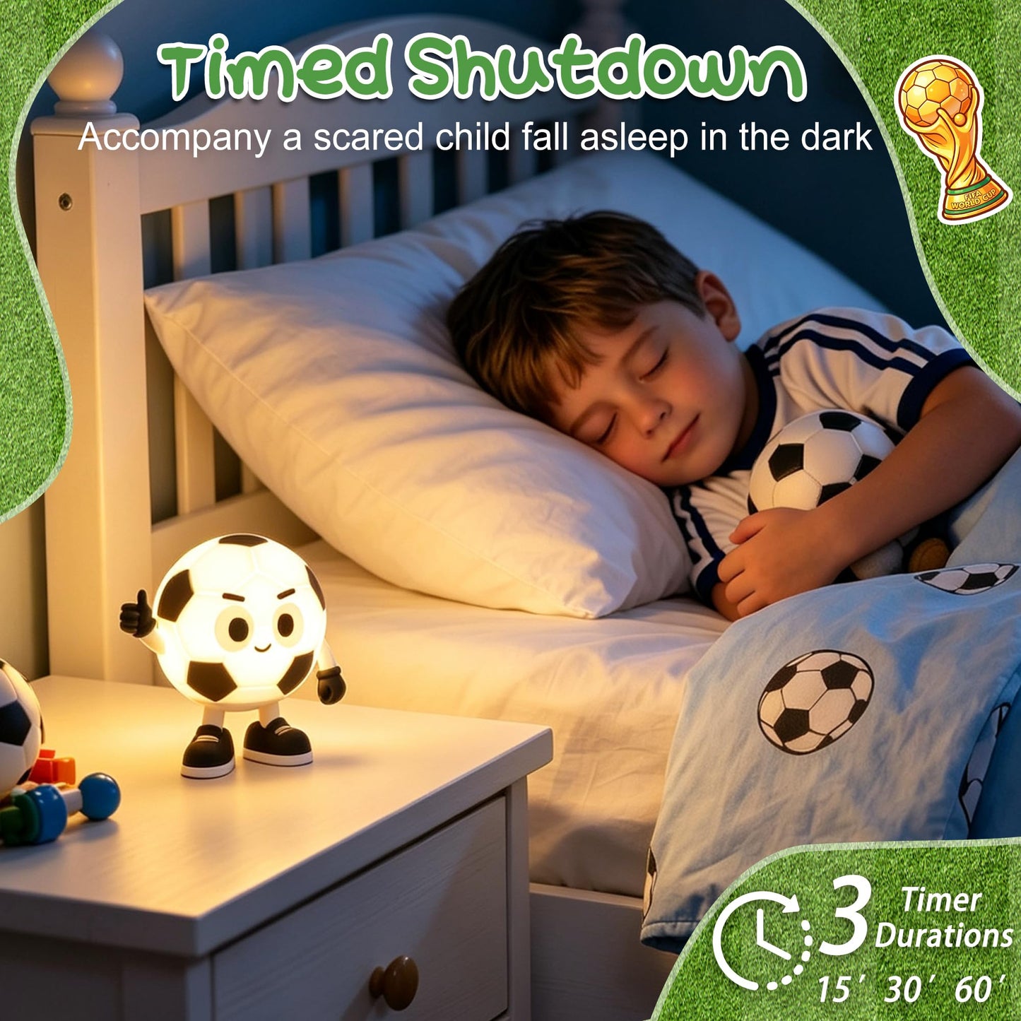 Okayera Soccer Night Light for Kids, Football Gifts for Teen Boy Man Sports Lover, Rechargeable Silicone Touch Light with Timer & Dimmable & Colar Change, Soft LED Lamp Nursery Bedroom Bedside Decor