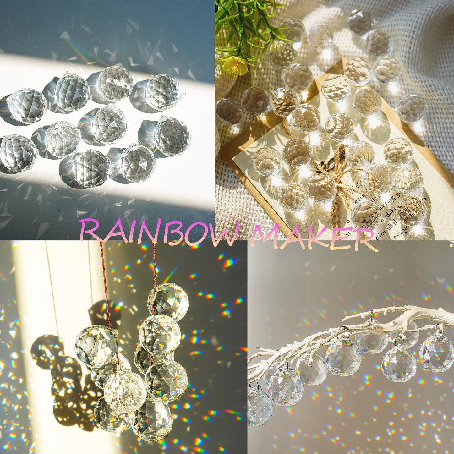 LOULIQIGIFT 13pcs 2026 Crystal Ball Hanging Ornaments Chandelier Crystals