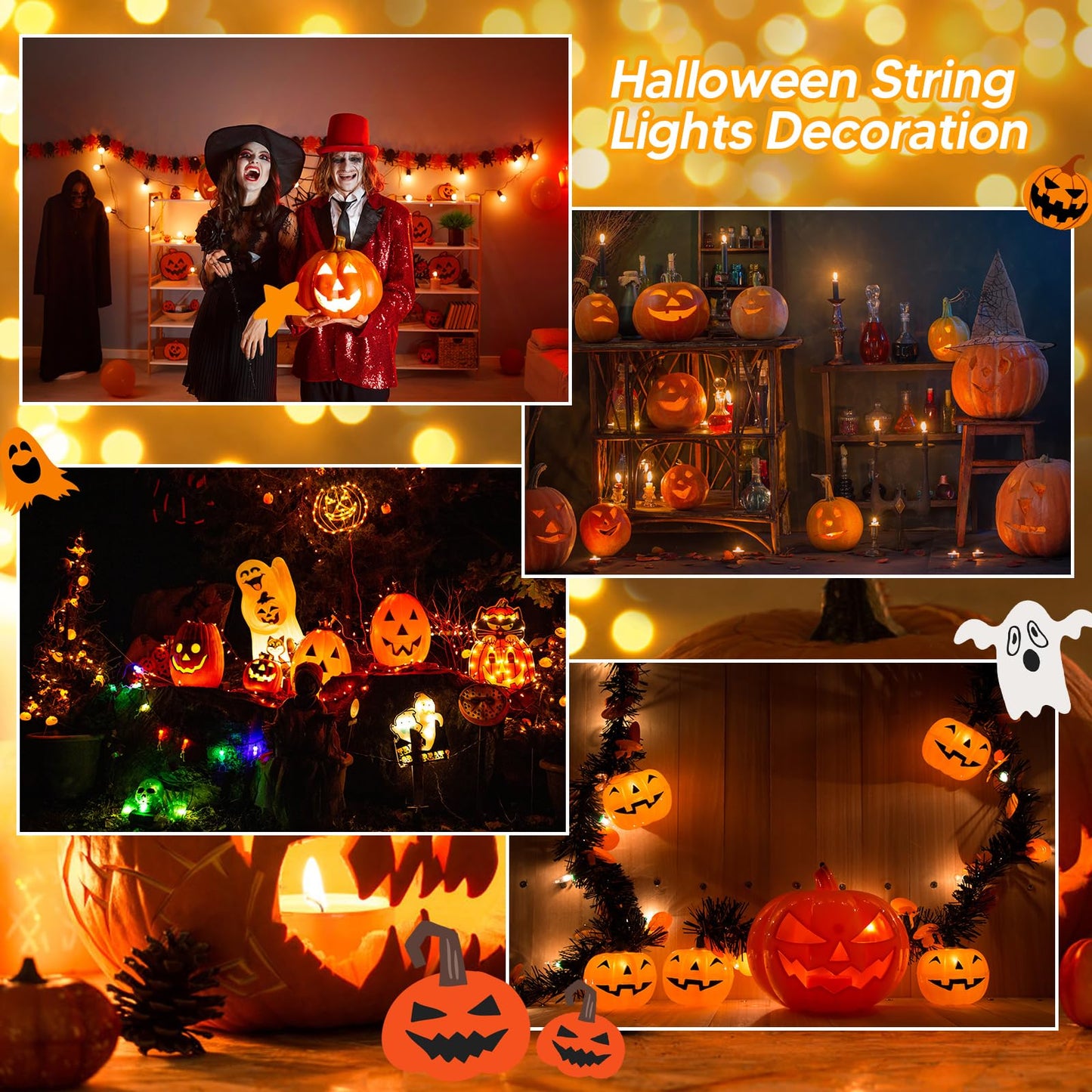 1Pack Accessory Cord with 4LED Bulbs and Outlet Christmas Village Light 8.9FT Blow Mold Light Cord with Spare Fuse Warm White C7 Lamp Christmas Village Accessories for Village Houses Craft Pumpkin