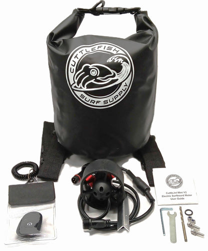 CuttleJet Mini V2 - Stand Up Paddle Board Motor Electric Fin Kit with 10L Waterproof Battery Bag and Wireless Remote Control - Cuttlefish Surf Supply