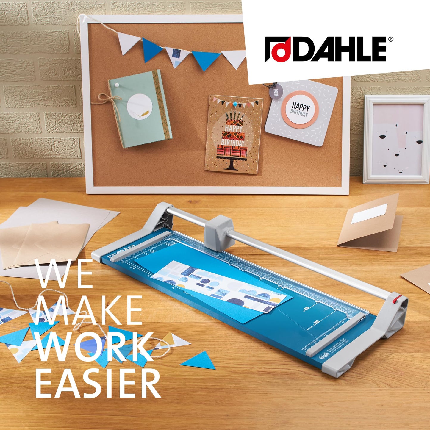 Dahle 508 DIN A3 Self-Sharpening Paper Trimmer Guillotine with Safety Cutting Protection, Blue