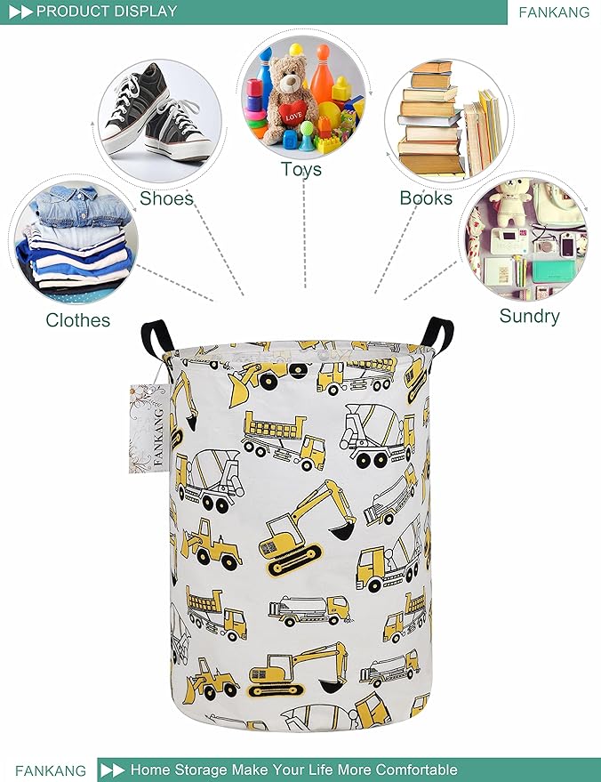FANKANG Storage Basket, Nursery Hamper Canvas Laundry Basket Foldable