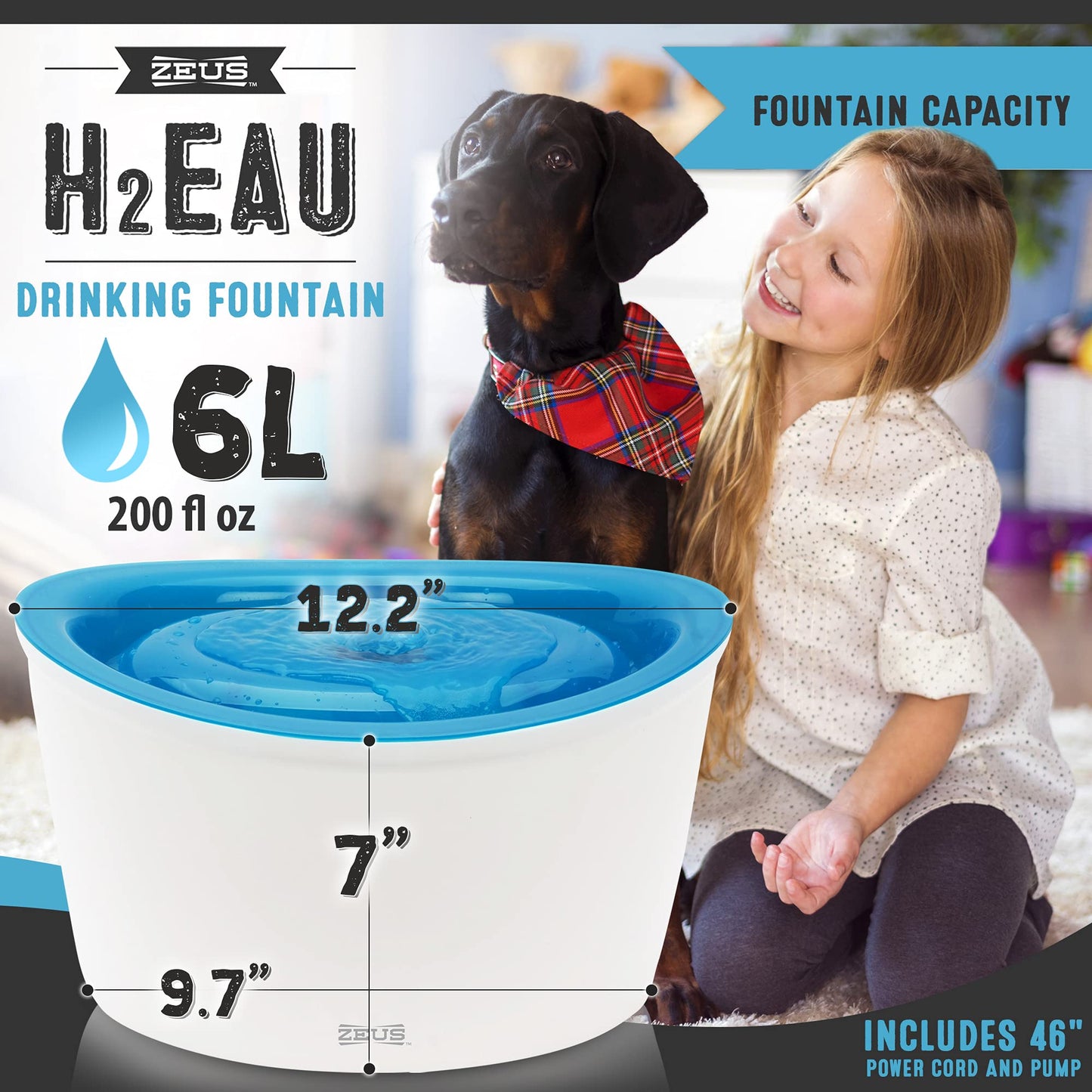 Zeus H2EAU Dog Water Drinking Fountain