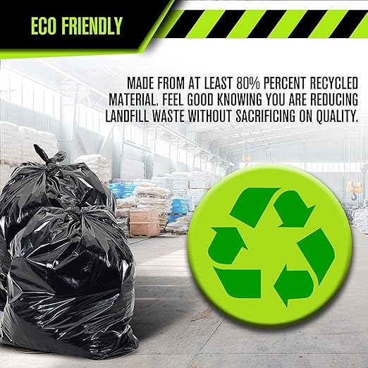 Aluf Plastics 65 Gal Black Heavy Duty Garbage Bags 1.5 Mil