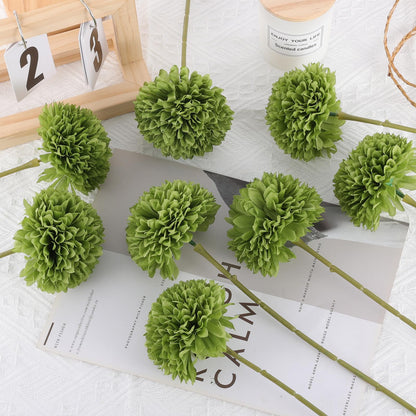 Rowfad 12 Pcs Artificial Chrysanthemums Flowers Green Flowers Silk Fake Mums Flowers for St Patricks Day Outdoor Wedding Table Centerpiece Home Decor (12, Green)