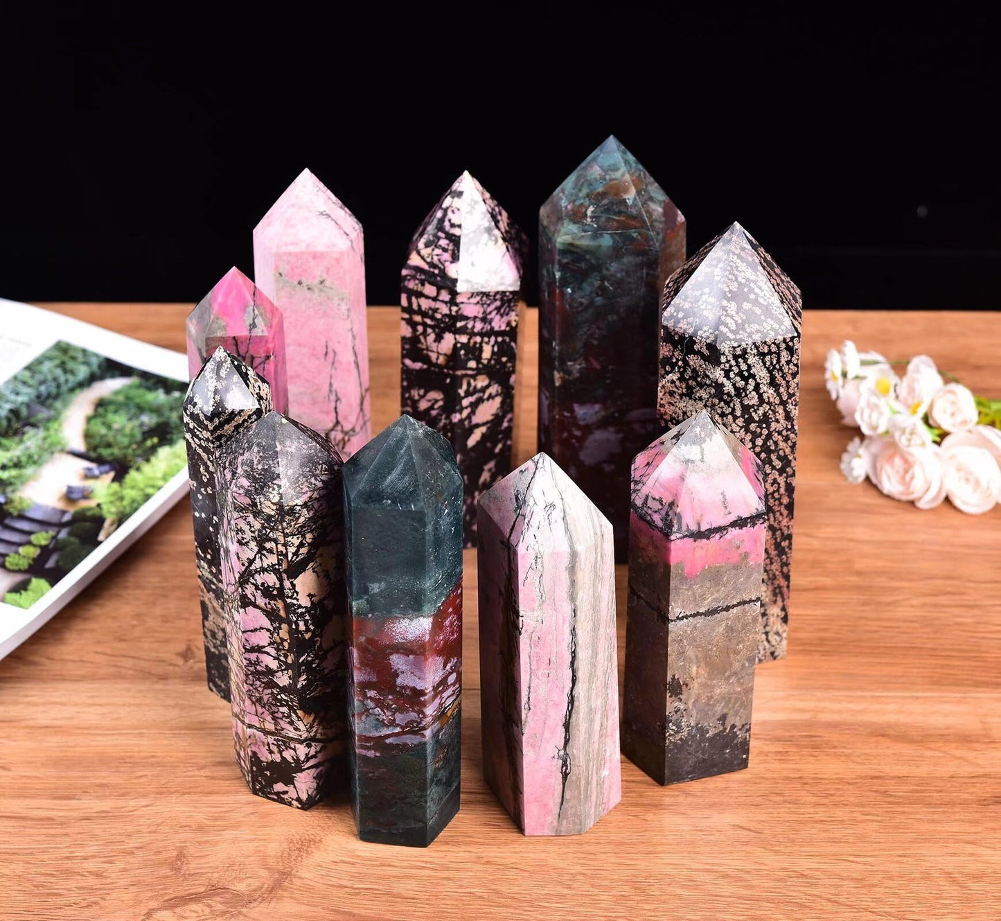 Ocean Jasper Stone Tower Obelisk Healing Crystal Wand Large Reiki Meditation Stone Gifts 1.1-1.7 LBS