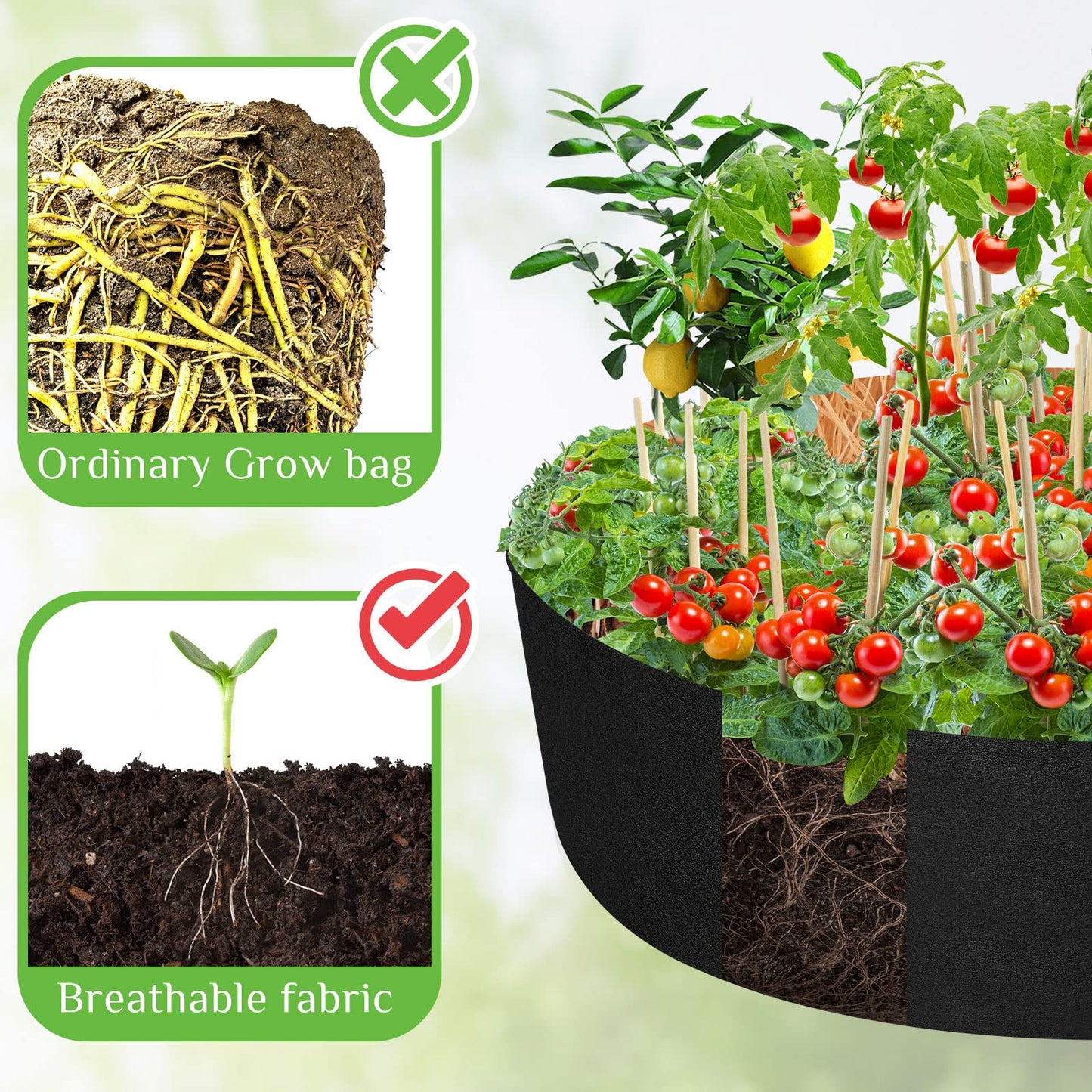 Zhehao 4 Pcs 100 Gallon Fabric Raised Planting Bed Round Garden Grow Bags Heavy Duty Breathable Fabric Raised Planter Container for Gardening Vegetables Herbs and Plants Outdoor