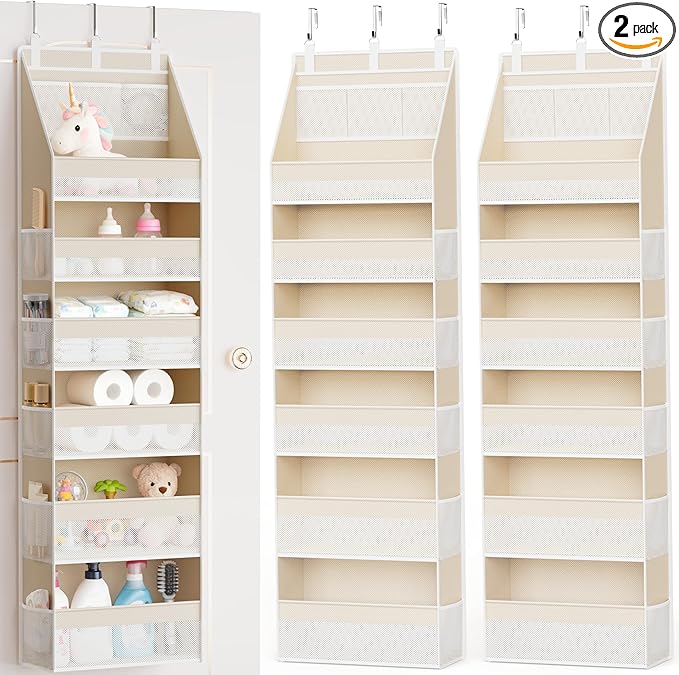 Criusia 2 Pack Over the Door Organizer, 6-Shelf Closet Hanging Storage