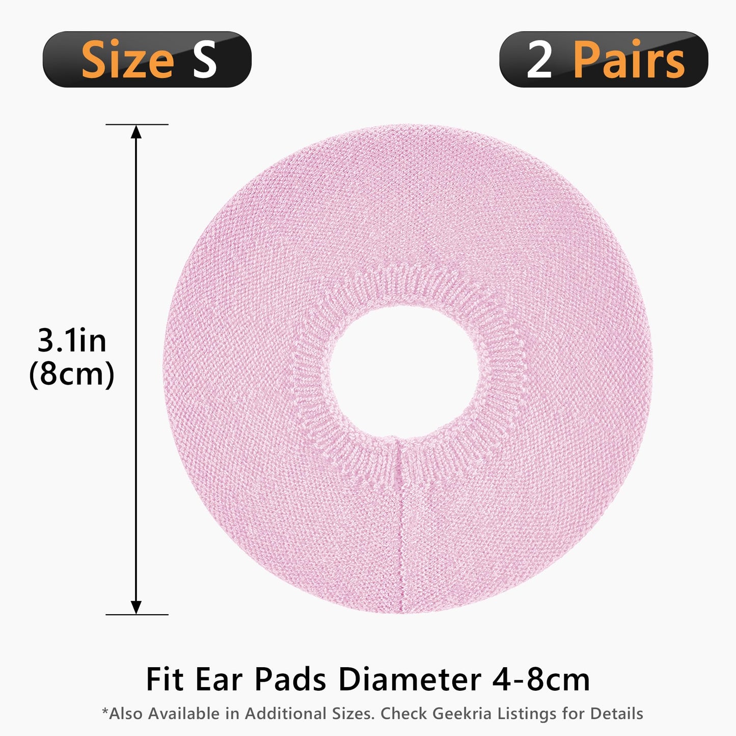 Geekria 2 Pairs Knit Headphones Ear Covers - Product Safety Certified - Washable & Stretchable Sanitary Earcup Protectors for On-Ear Headsets, Sweat Pads for Gym, Meeting (Size S/Pink)