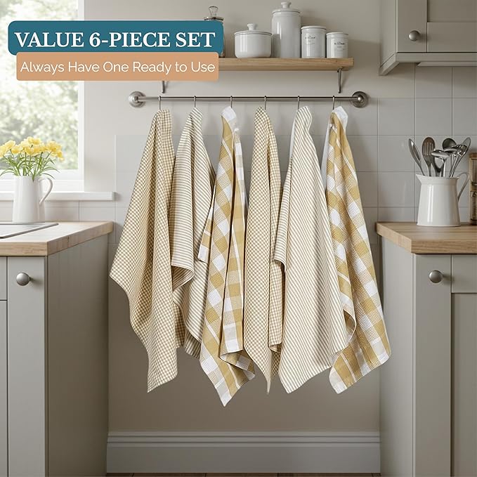 Casa Platino Dish Towels for Kitchen 18" x 28", Dish Towels Set of 6 – Great