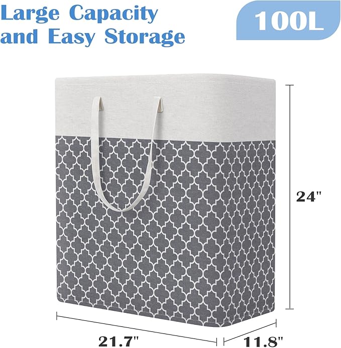 BlissTotes 3-Pack Laundry Basket, Freestanding＆Waterproof Laundry Hamper