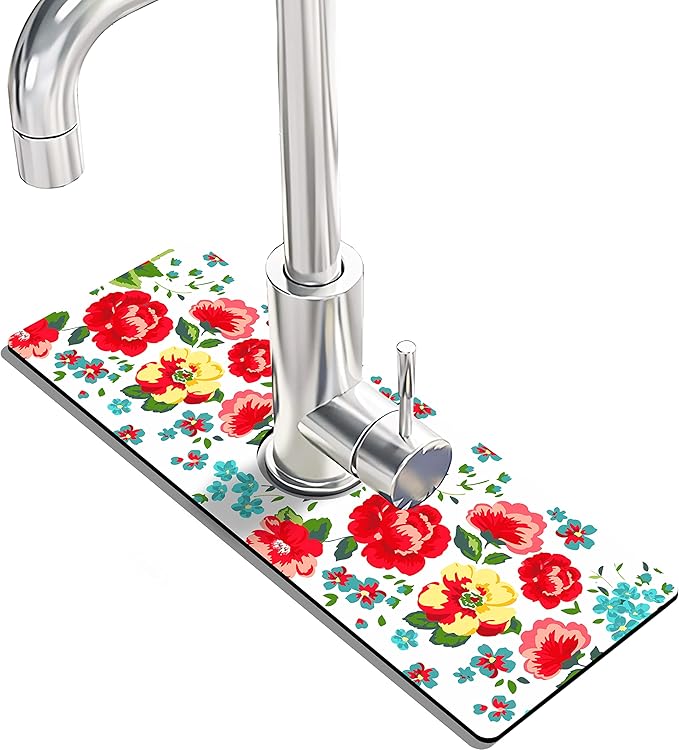Kitchen Sink Splash Guard Faucet Mat -2 PC Super Absorbent Fast Drying Mat Sink