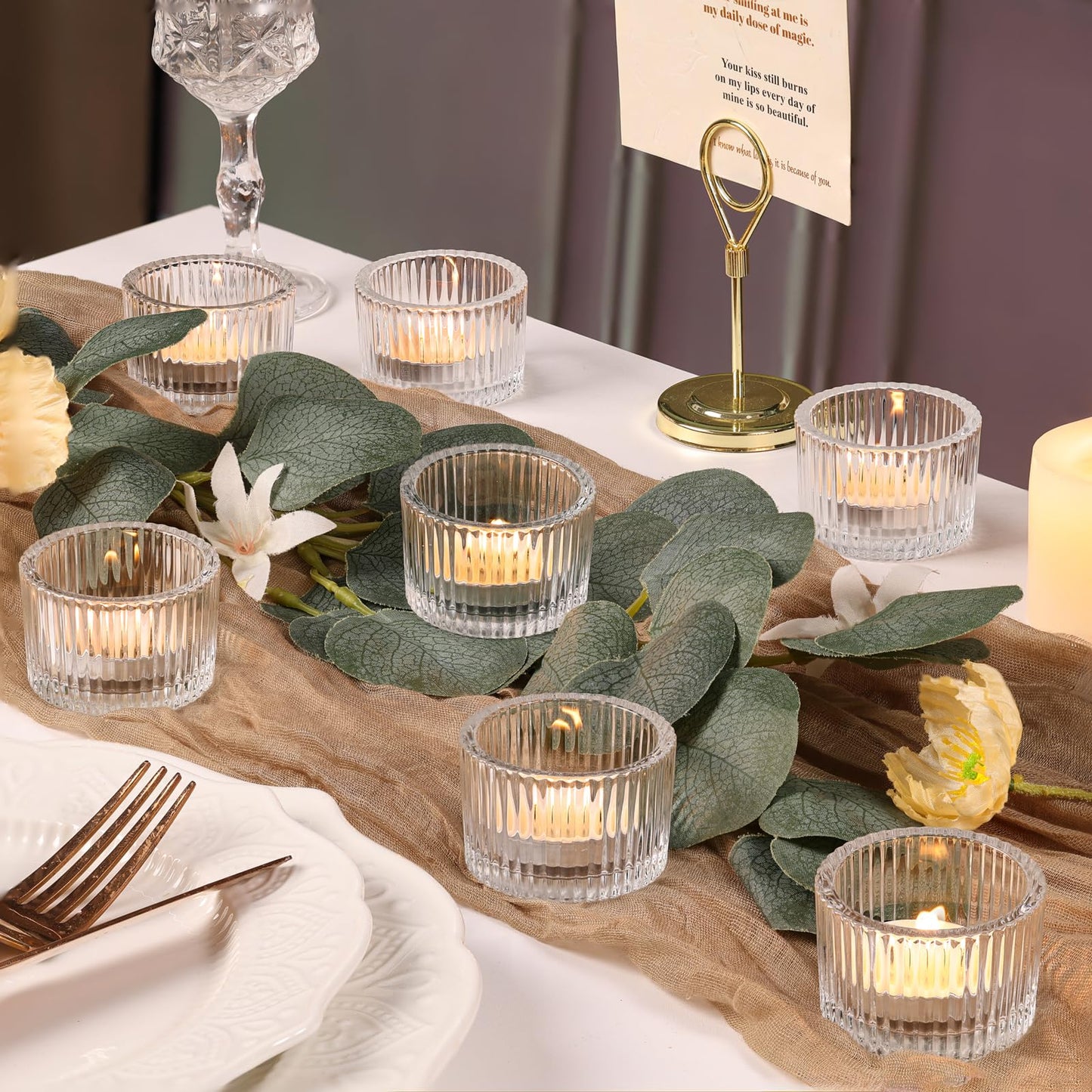 12 Pack Tealight Clear Candle Holders, Votive Tea Light Candle Holder