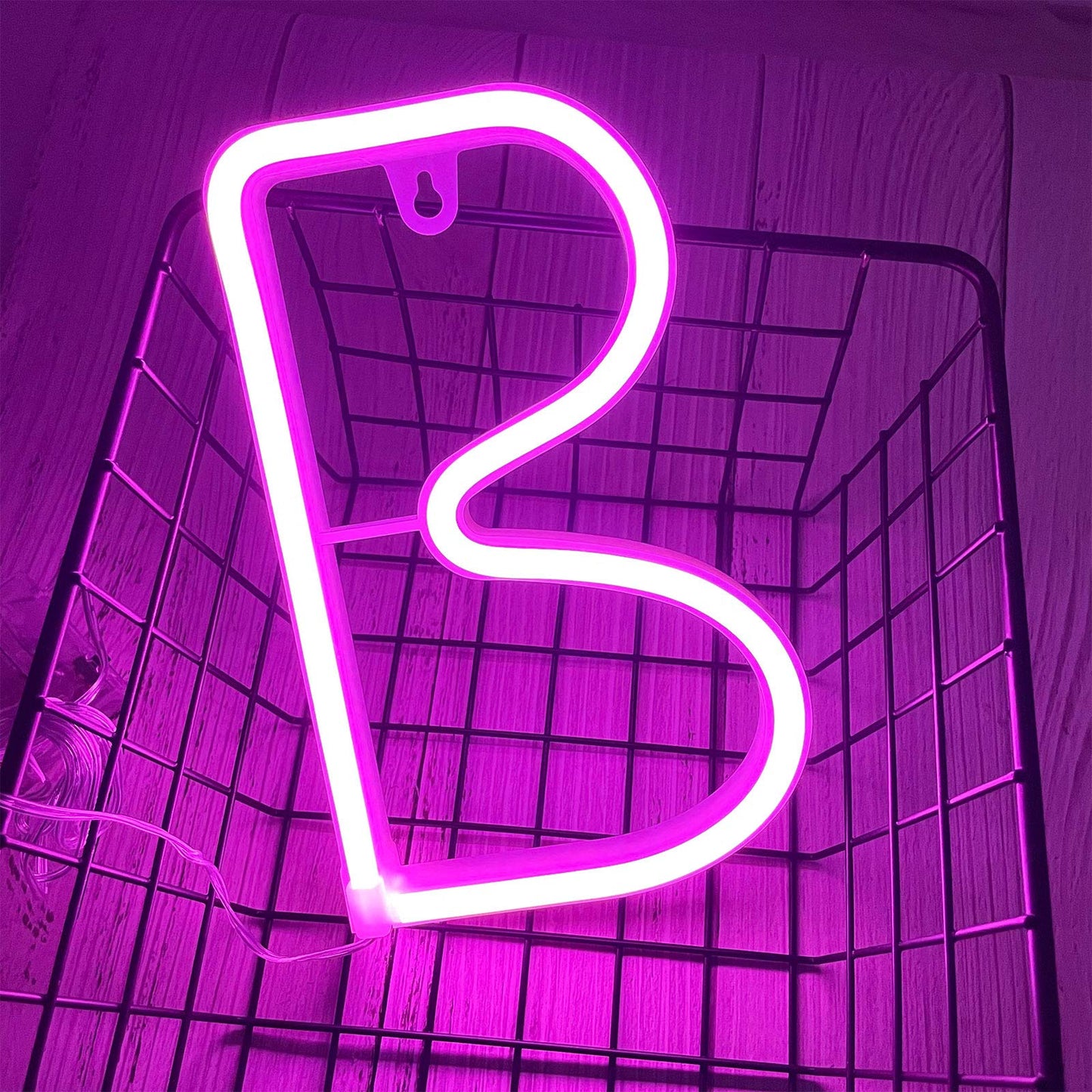 ENUOLI Pink LED Neon Letter Light, USB Batteries Operated Letter Sign for Night Light Lamp Words for Valentines Day, Home, Indoor Wall Decor (B)