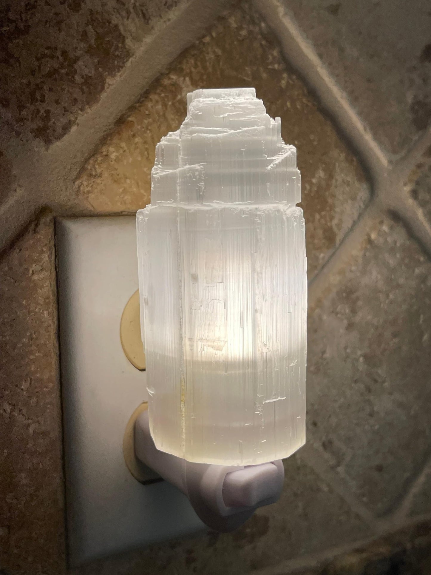 GAF TREASURES Selenite Iceberg Night Light, Selenite Crystal Nightlight Plugin, Selenite Skyscraper, Night Light Kids and Baby Nursery