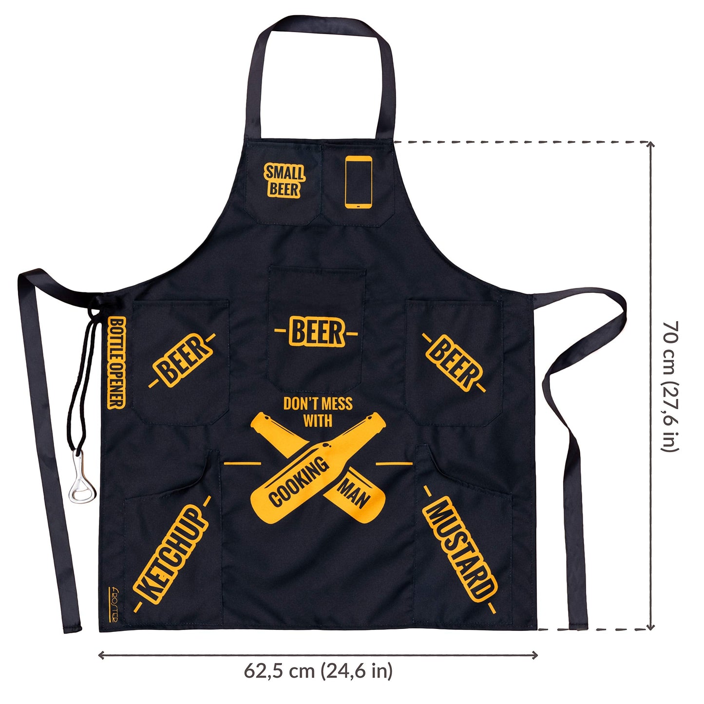 Froster Man Cooking Apron, BBQ Apron with 7 Pockets, including 4 beer pockets, Kitchen Apron for Men