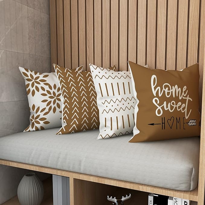 YCOLL Pillow Covers 16x16 Set of 4, Modern Sofa Throw Pillow Cover, Decorative