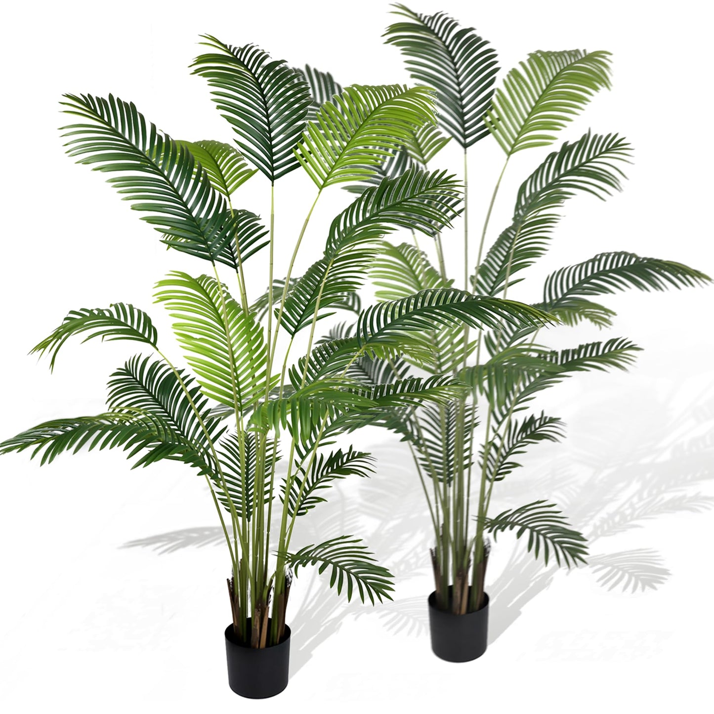 Worth Garden 82in 2-Pack Artificial Areca Palm Tree in Pot, 7ft Fake Cane Palm Silk Plant Indoor Outdoor, Dypsis Lutescens, Lifelike Faux Silk Plants Home Decor