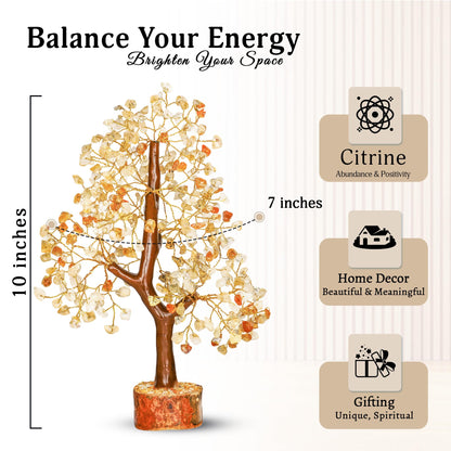 YATSKIA Citrine Tree | Gemstone Money Tree Feng Shui | Good Luck Crystals | Shelf Decor for Bedroom | Crystal Desk Decor | Healing Gift | Birthday Gifts for Women | 10 Inch