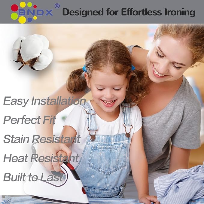 BNDX Ironing Board Cover and Pad 18" x 49" – Scorch-Proof, Tension Fit