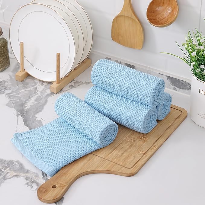 Kitinjoy 100% Cotton Waffle Weave Kitchen Hand Towels