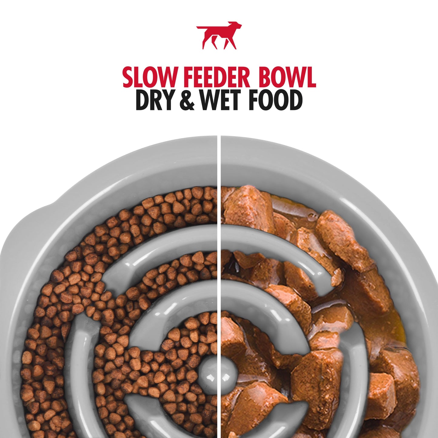 Tuff Pupper Slow Feeder Insert Bowl | Puzzle Maze Slows Down Eating | Elevated Feeder Tray Bowls | Standalone Dog Bowl | Pet Bowls Insert | Easy Clean Dishwasher Safe (4 Cups - Fits 8.9-9.3 Inch Hole)